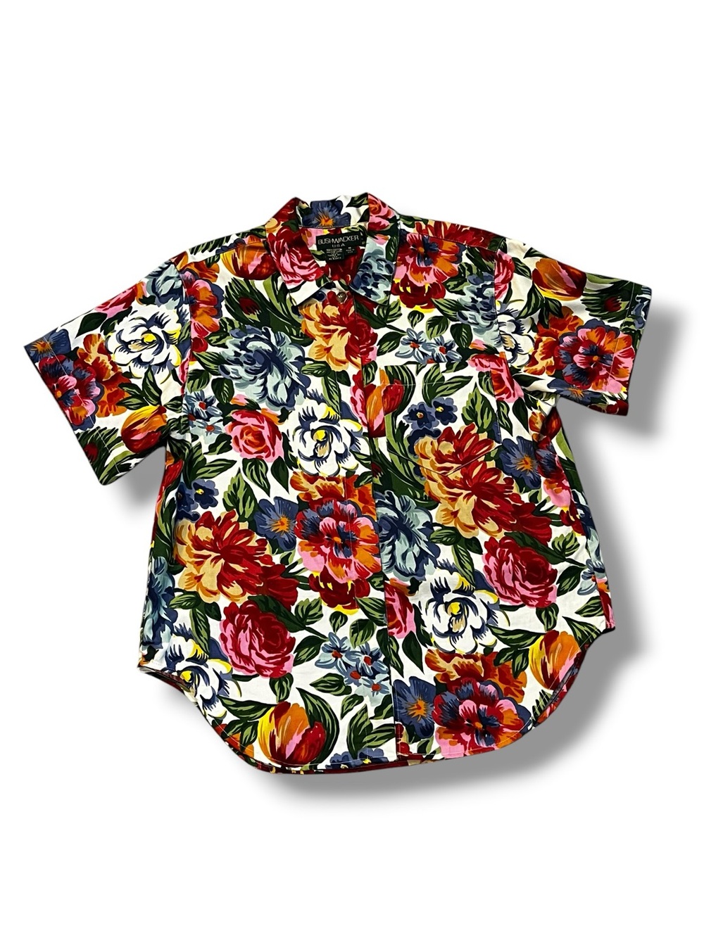 Vintage Bushwacker USA Shirt Floral Print Medium Cottage Core 80s/90s Preppy